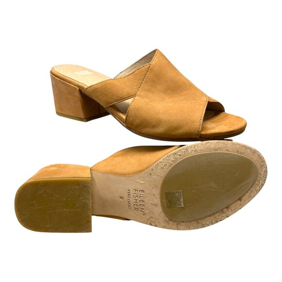 Eileen Fisher Haven Sandy Brown Tumbled Nubuck Slide - Picture 7 of 10